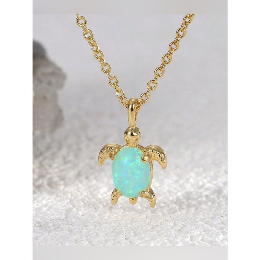Turtle Opal Pendant Necklace Q1061
